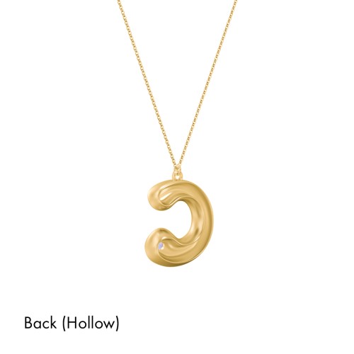 Custom Bubble Initial Necklace with Birthstone – 18K Gold Plated Silver with Tanzanite