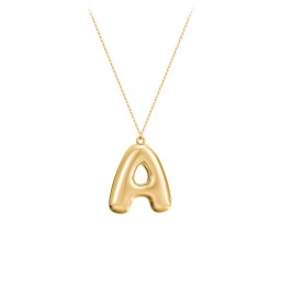 Custom Bubble Initial Necklace in 18K Gold Plated Silver
