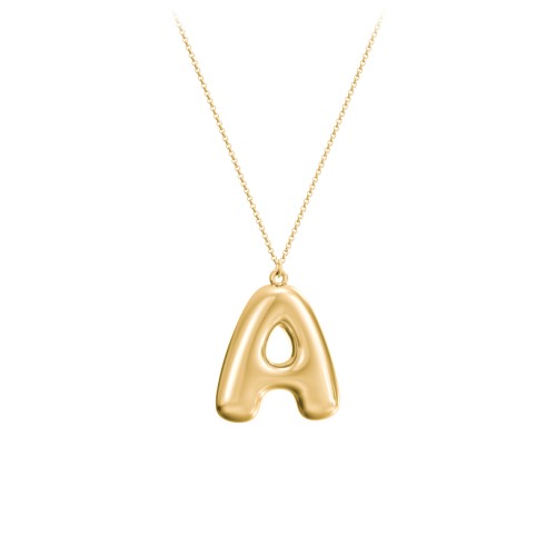 Custom Bubble Initial Necklace – 18K Gold Plated Silver
