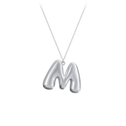 Custom Bubble Initial Necklace in 925 Sterling Silver