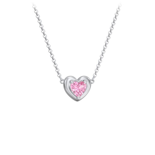 Puffy Heart Pendant with 1 Birthstone