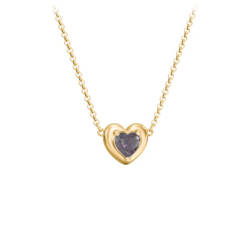 Puffy Heart Pendant with 1 Birthstone