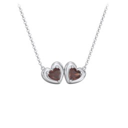 Puffy Heart Pendant with 2 Birthstones