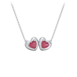 Puffy Heart Pendant with 2 Birthstones