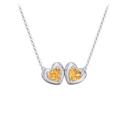 Puffy Heart Pendant with 2 Birthstones