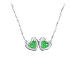 Puffy Heart Pendant with 2 Birthstones