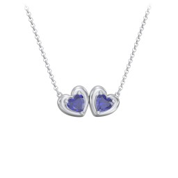 Puffy Heart Pendant with 2 Birthstones