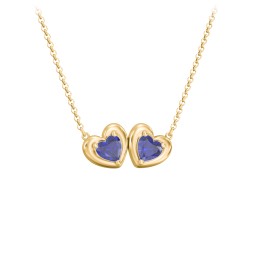 Puffy Heart Pendant with 2 Birthstones