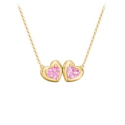 Puffy Heart Pendant with 2 Birthstones