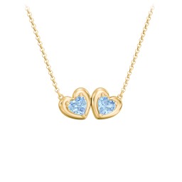 Puffy Heart Pendant with 2 Birthstones