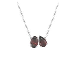 Toi et Moi Oval and Pear Gemstone Necklace