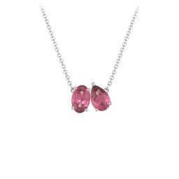 Toi et Moi Oval and Pear Gemstone Necklace