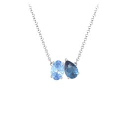 Toi et Moi Oval and Pear Gemstone Necklace
