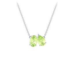 Toi et Moi Oval and Pear Gemstone Necklace in 925 Sterling Silver with Peridot