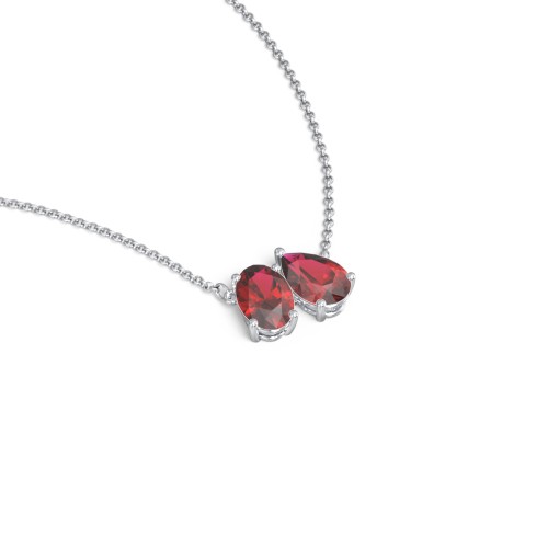 Toi et Moi Oval and Pear Gemstone Necklace