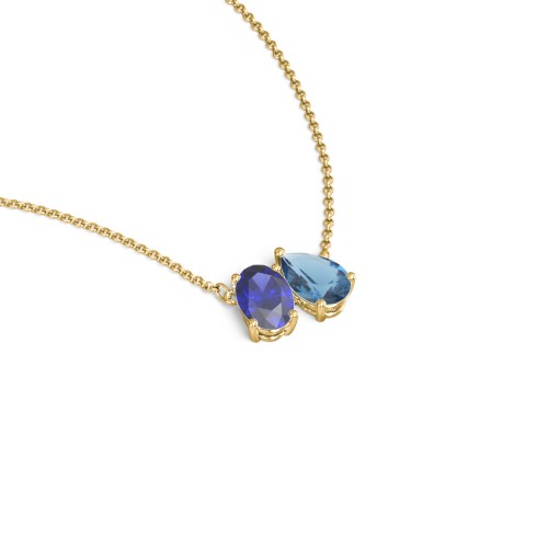 Toi et Moi Oval and Pear Gemstone Necklace