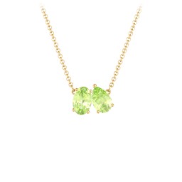 Toi et Moi Oval and Pear Gemstone Necklace in 18K Gold Plated Silver with Peridot