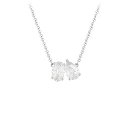 Toi et Moi Oval and Pear Gemstone Necklace in 925 Sterling Silver with Diamond