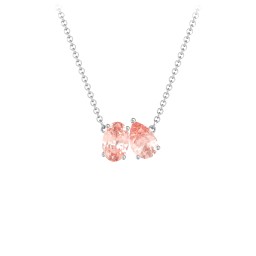 Toi et Moi Oval and Pear Gemstone Necklace in 925 Sterling Silver with Morganite