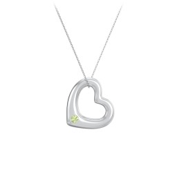 Floating Puffy Heart Pendant with 2 Birthstones
