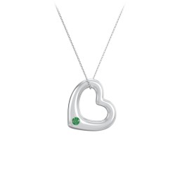 Floating Puffy Heart Pendant with 2 Birthstones