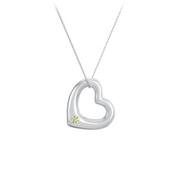 Floating Puffy Heart Pendant with 2 Birthstones