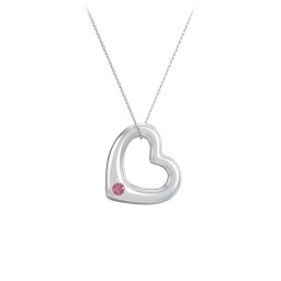 Floating Puffy Heart Pendant with 2 Birthstones