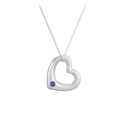 Floating Puffy Heart Pendant with 2 Birthstones