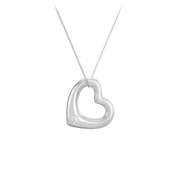 Floating Puffy Heart Pendant with 2 Birthstones