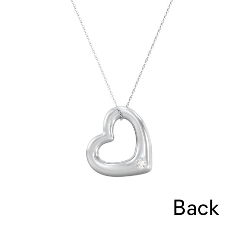 Floating Puffy Heart Pendant with 2 Birthstones – Sterling Silver with Diamond