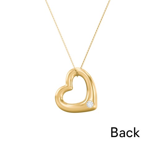 Floating Puffy Heart Pendant with 2 Birthstones – 18K Gold Plated Silver with Aquamarine