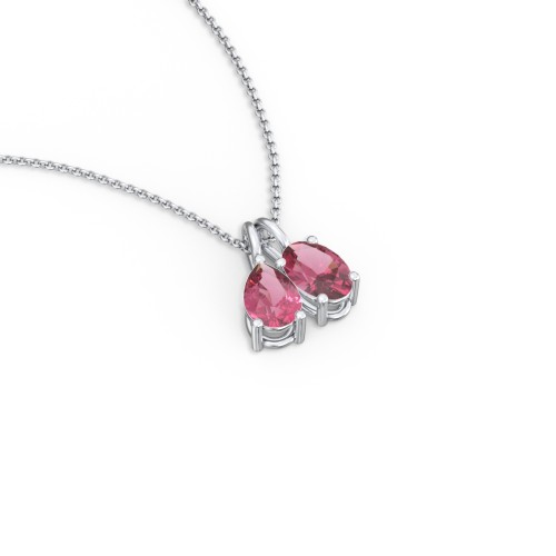Toi et Moi Necklace Charms – Sterling Silver with Pink Tourmaline
