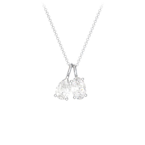 Toi et Moi Necklace Charms – Sterling Silver with Diamond