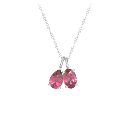 Toi et Moi Necklace Charms – Sterling Silver with Pink Tourmaline