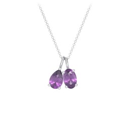 Toi et Moi Necklace Charms in 925 Sterling Silver with Amethyst