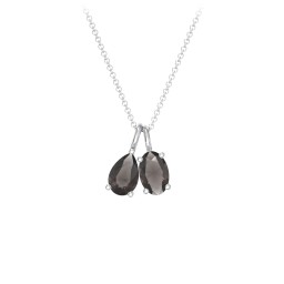 Toi et Moi Necklace Charms in 925 Sterling Silver with Smokey Quartz