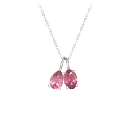 Toi et Moi Necklace Charms in 925 Sterling Silver with Pink Tourmaline