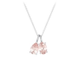 Toi et Moi Necklace Charms in 925 Sterling Silver with Morganite