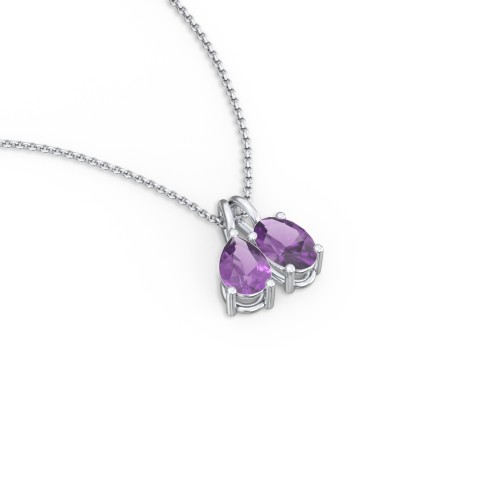 Toi et Moi Necklace Charms – Sterling Silver with Amethyst