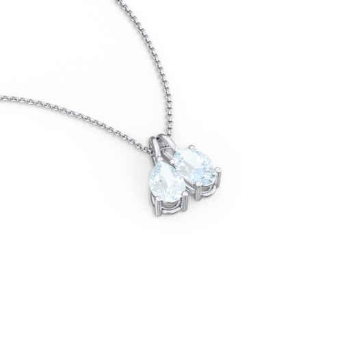 Toi et Moi Necklace Charms – Sterling Silver with Aquamarine