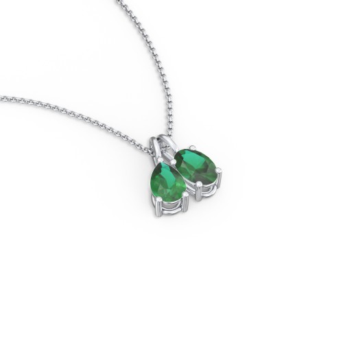 Toi et Moi Necklace Charms – Sterling Silver with Emerald