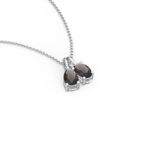 Toi et Moi Necklace Charms – Sterling Silver with Smokey Quartz
