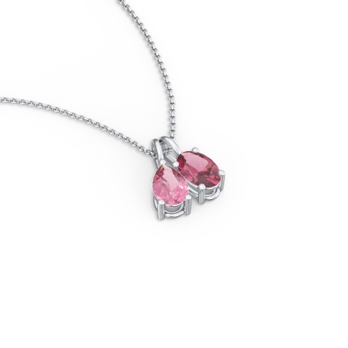 Toi et Moi Necklace Charms – Sterling Silver with Pink Tourmaline