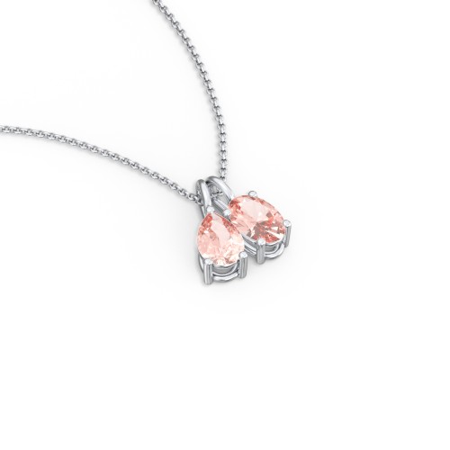 Toi et Moi Necklace Charms – Sterling Silver with Morganite