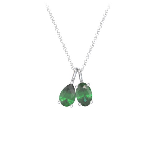 Toi et Moi Necklace Charms – Sterling Silver with Emerald