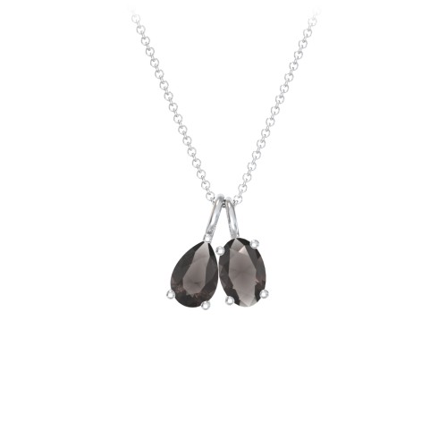 Toi et Moi Necklace Charms – Sterling Silver with Smokey Quartz
