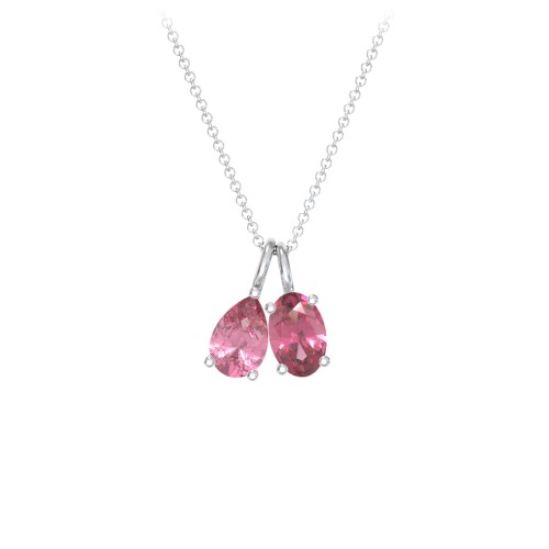 Toi et Moi Necklace Charms – Sterling Silver with Pink Tourmaline
