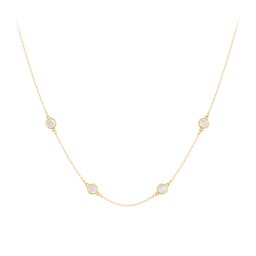 Bezel-Set Round Stone Station Necklace
