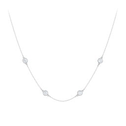 Bezel-Set Round Stone Station Necklace