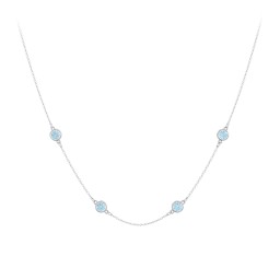 Bezel-Set Round Stone Station Necklace in 925 Sterling Silver with Blue Topaz and Blue Sapphire